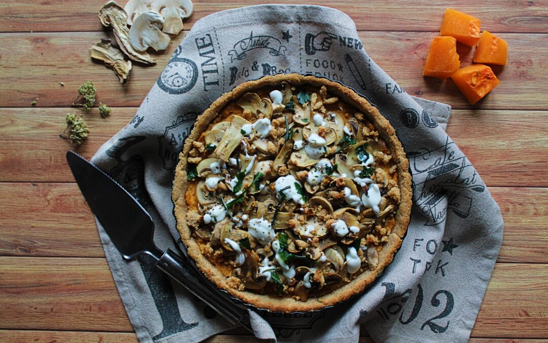 Torta salata con zucca e funghi